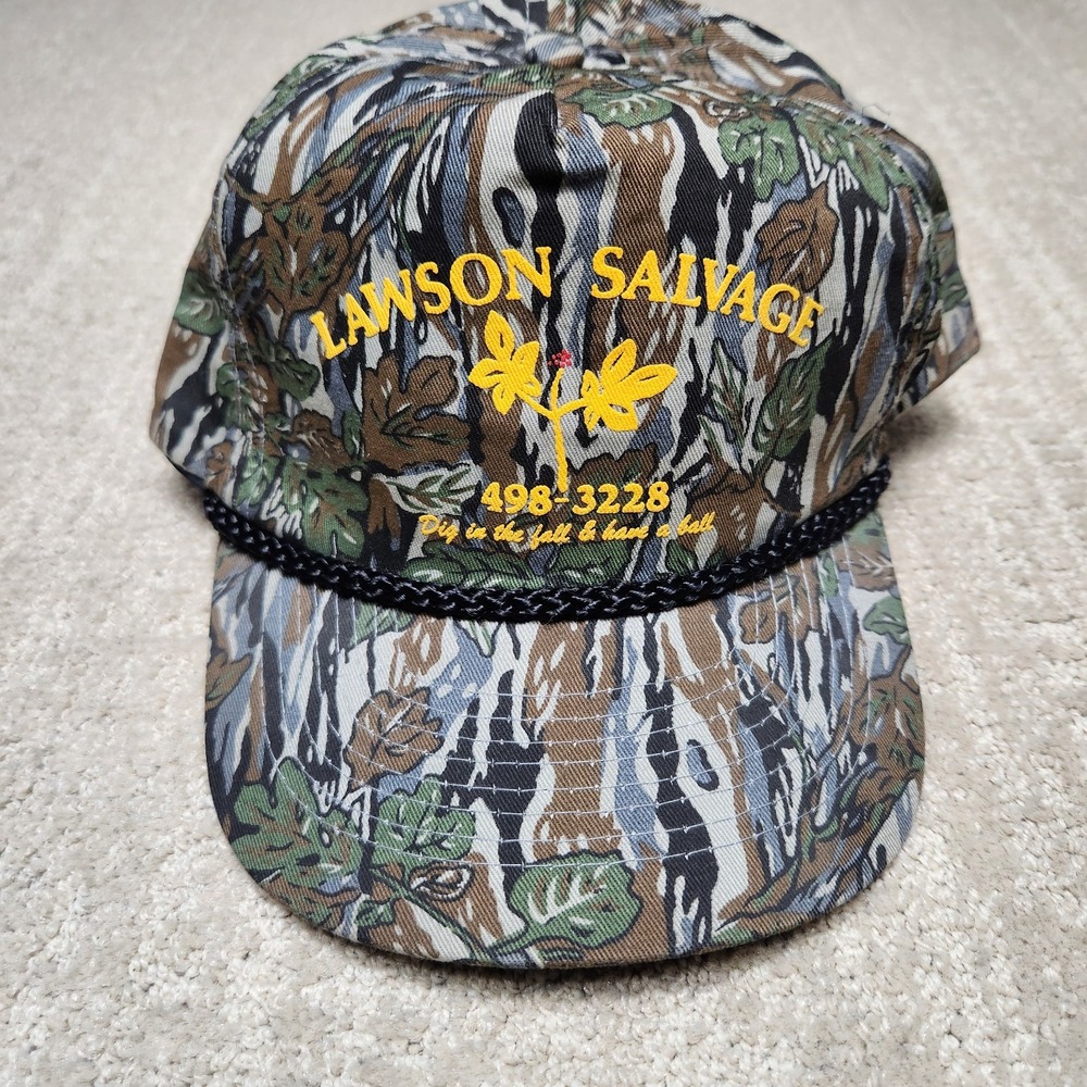 Vintage Camo Snapback Hat Adult Double Snap Rope Trucker Cobra Caps Salvage